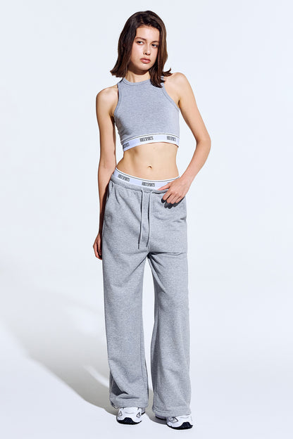 HDEX Celana Korea Olahraga Banding Retreat Double Layer Sweat Pants Melange Gray