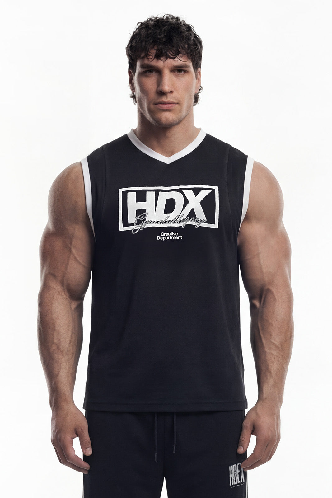 HDEX Baju Korea Olahraga Box Layer Mesh Sleeveless Black Pria Fitness