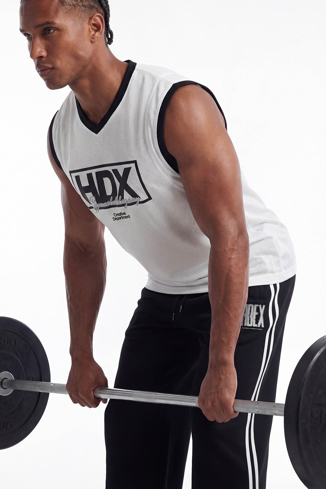 HDEX Baju Korea Olahraga Box Layer Mesh Sleeveless White Pria Fitness
