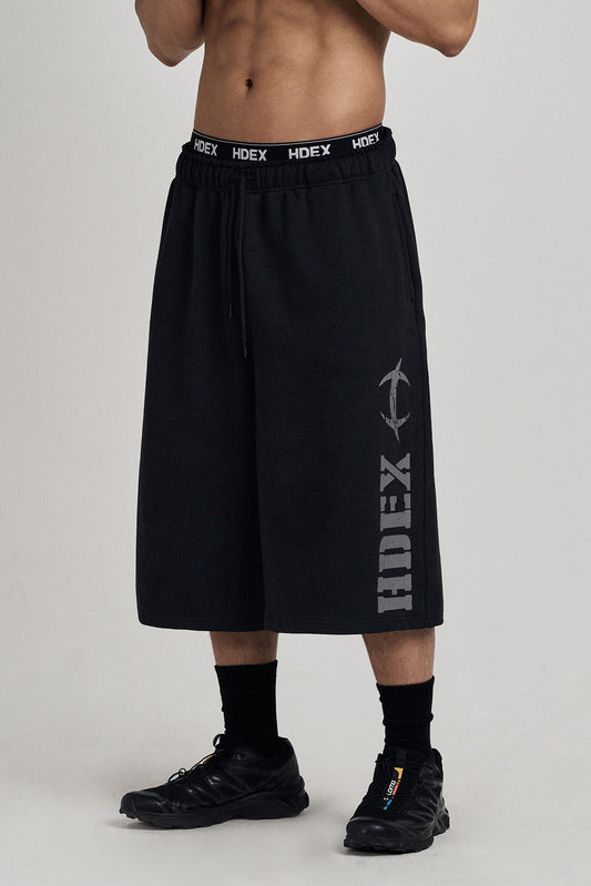 HDEX Celana Korea Olahraga Break Main Logo Bermuda Shorts Black Pria Fitness