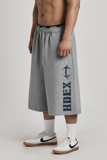 HDEX Celana Korea Olahraga Break Main Logo Bermuda Shorts Melange Gray Pria Fitness