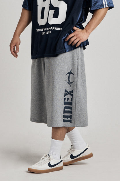 HDEX Celana Korea Olahraga Break Main Logo Bermuda Shorts Melange Gray Pria Fitness