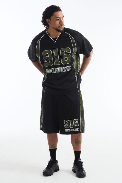 HDEX Celana Korea Olahraga Camo Block Mesh Bermuda Shorts Black Pria Fitness