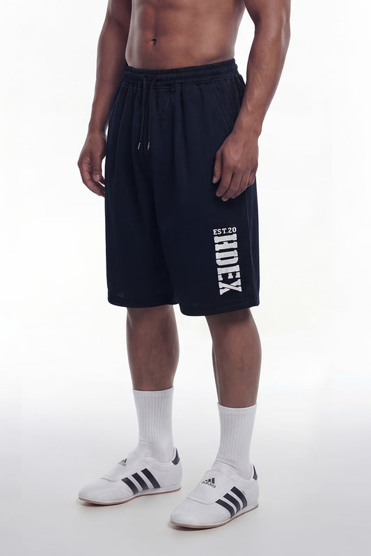 HDEX Celana Korea Olahraga Classic Pintuck Mesh Shorts Navy Pria Fitness