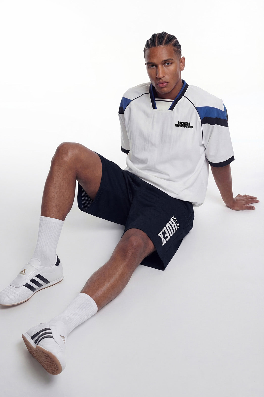 HDEX Celana Korea Olahraga Classic Pintuck Mesh Shorts Navy Pria Fitness
