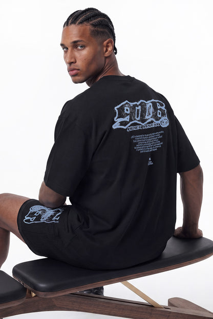 HDEX Baju Korea Olahraga Clear 916 Back Logo Short Sleeve Black Pria Fitness
