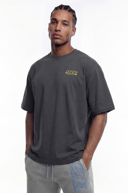 HDEX Baju Korea Olahraga Clear 916 Back Logo Short Sleeve Charcoal Pria Fitness