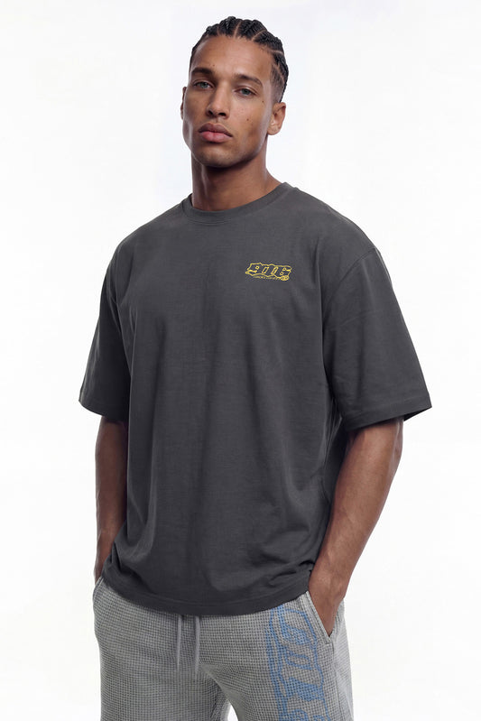 HDEX Baju Korea Olahraga Clear 916 Back Logo Short Sleeve Charcoal Pria Fitness