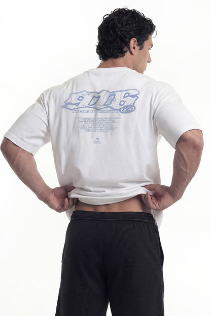 HDEX Baju Korea Olahraga Clear 916 Back Logo Short Sleeve White Pria Fitness