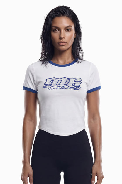 HDEX Baju Korea Olahraga Clear 916 Ringer Crop Short Sleeve White Wanita Fitness
