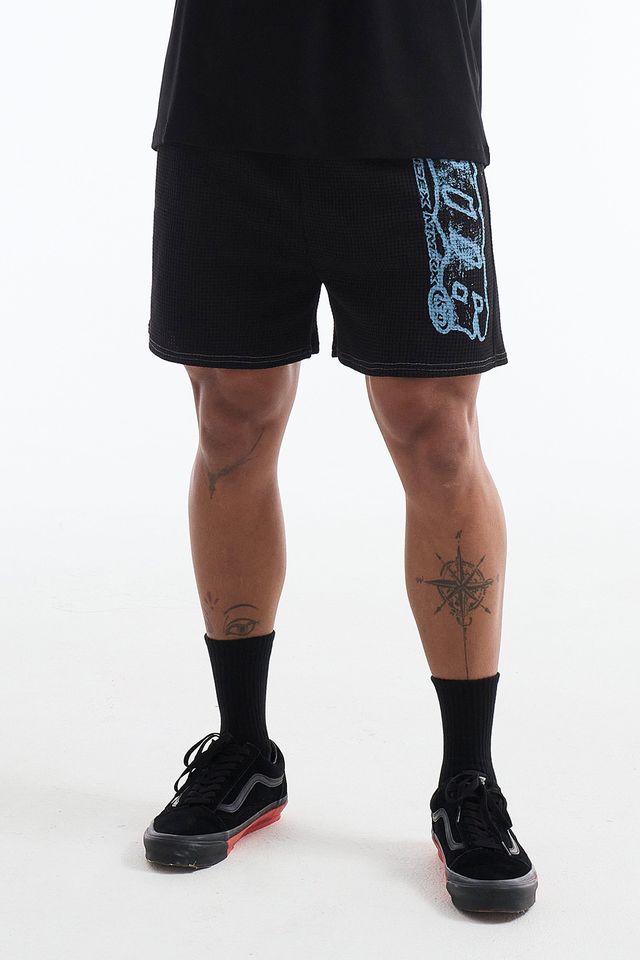 HDEX Celana Korea Olahraga Clear 916 Waffle Shorts Black Pria Fitness