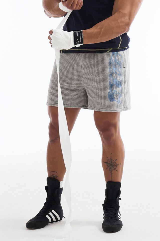 HDEX Celana Korea Olahraga Clear 916 Waffle Shorts Melange Gray Pria Fitness