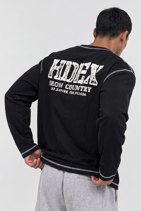 HDEX Baju Korea Olahraga Core Giant Fit Jersey Long Sleeve Black Pria Fitness