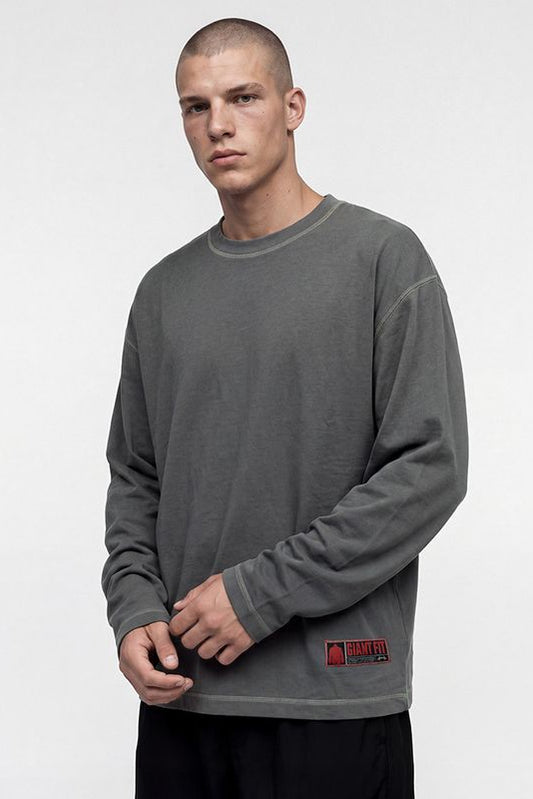 HDEX Baju Korea Olahraga Core Giant Fit Jersey Long Sleeve Charcoal Pria Fitness