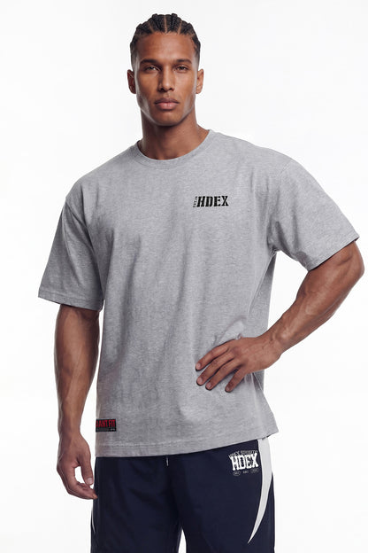 HDEX Baju Korea Olahraga Core Small Logo Giant Fit Short Sleeve Melange Gray Pria Fitness