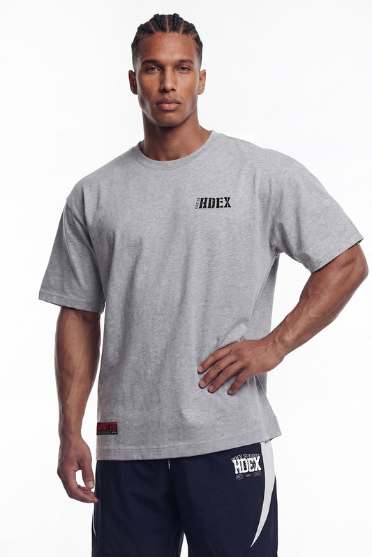 HDEX Baju Korea Olahraga Core Small Logo Giant Fit Short Sleeve Melange Gray Pria Fitness