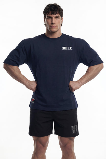 HDEX Baju Korea Olahraga Core Small Logo Giant Fit Short Sleeve Navy Pria Fitness