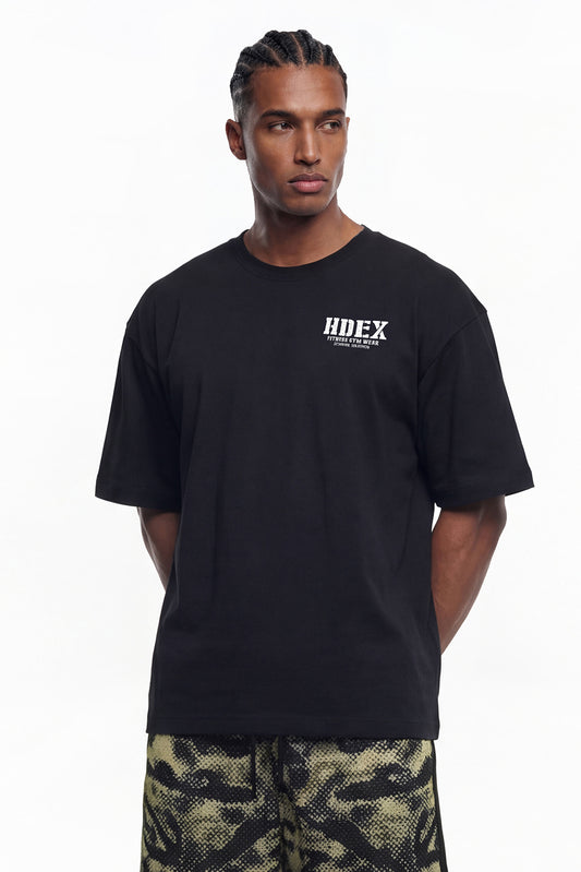 HDEX Baju Korea Olahraga Core Sorona Mesh Short Sleeve Black Pria Fitness