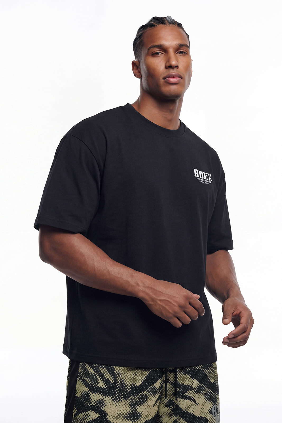 HDEX Baju Korea Olahraga Core Sorona Mesh Short Sleeve Black Pria Fitness