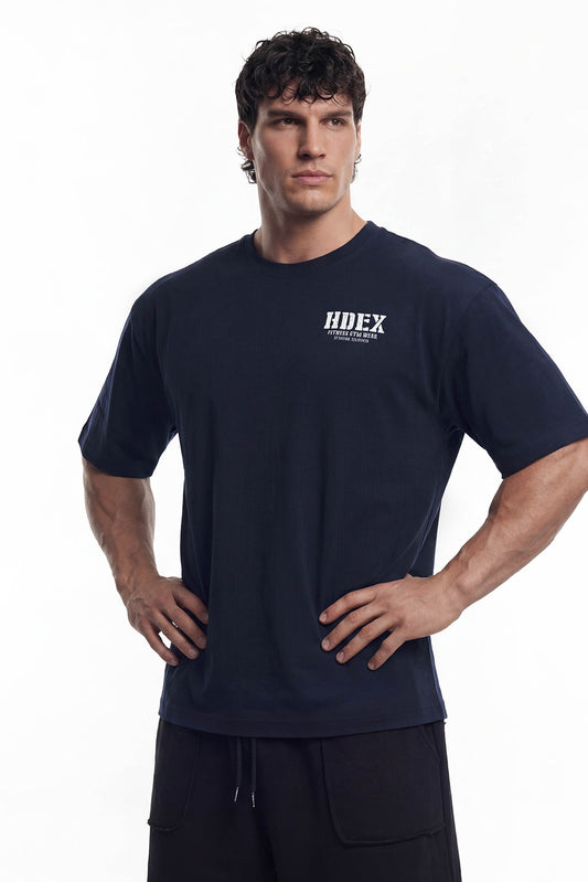 HDEX Baju Korea Olahraga Core Sorona Mesh Short Sleeve Navy Pria Fitness