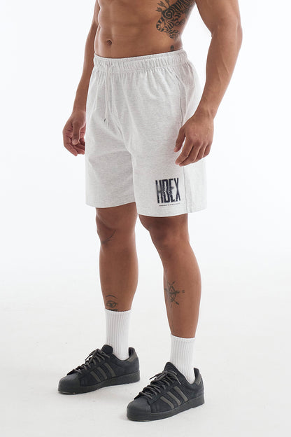 HDEX Celana Korea Olahraga Crack Printed Shorts Melange White Pria Fitness