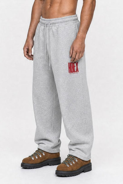 HDEX Baju Korea Olahraga Crack Printed Sweat pants Melange Gray Pria Fitness