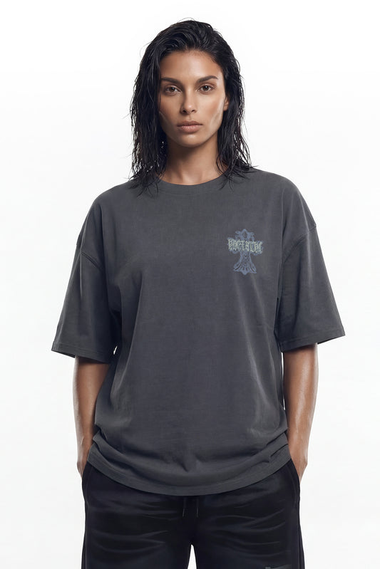 HDEX Baju Korea Olahraga Cross Short Sleeve W Charcoal Wanita Fitness