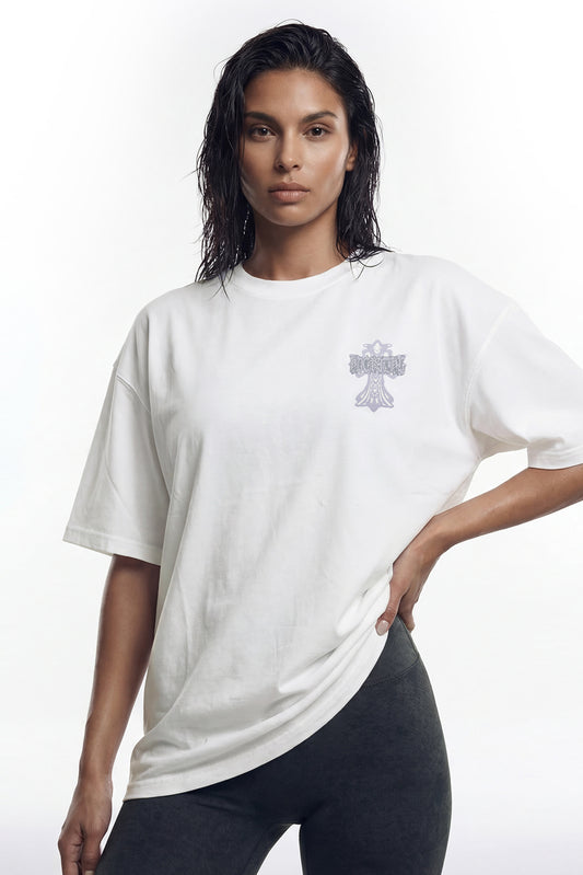 HDEX Baju Korea Olahraga Cross Short Sleeve W White Wanita Fitness