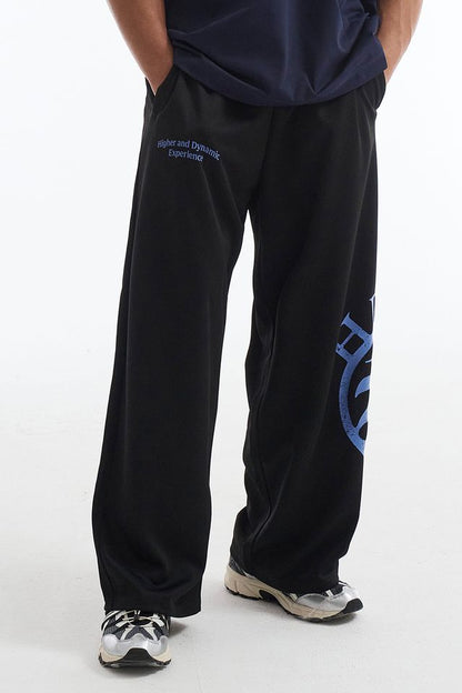 HDEX Celana Korea Olahraga Crown Giant Fit Mesh Wide Pants Black Pria Fitness