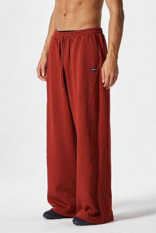 HDEX Celana Korea Olahraga Curve Rivet Sweat Pants Cherry Red Pria Wanita Fitness