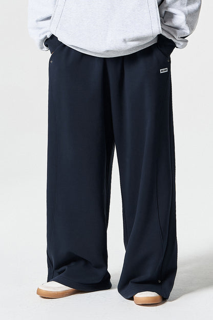 HDEX Celana Korea Olahraga Curve Rivet Sweat Pants Navy Pria Wanita Fitness