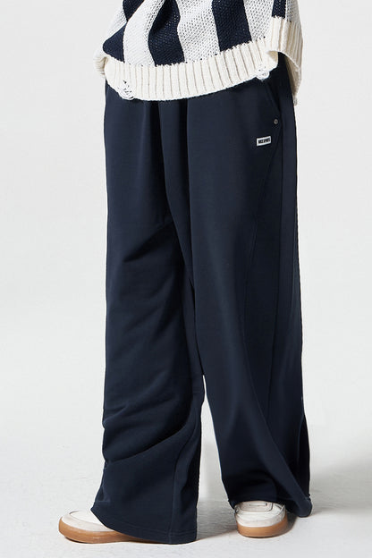 HDEX Celana Korea Olahraga Curve Rivet Sweat Pants Navy Pria Wanita Fitness