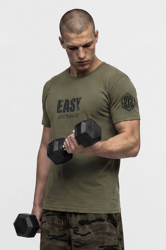 HDEX Baju Korea Olahraga EJWU Muscle Fit Short Sleeve Khaki Pria Fitness