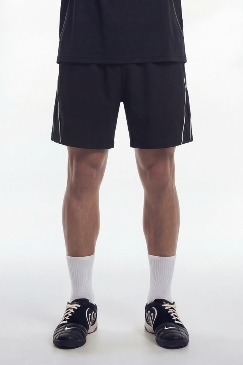 HDEX Celana Korea Olahraga EZ Airly Piping Shorts Black Pria Fitness