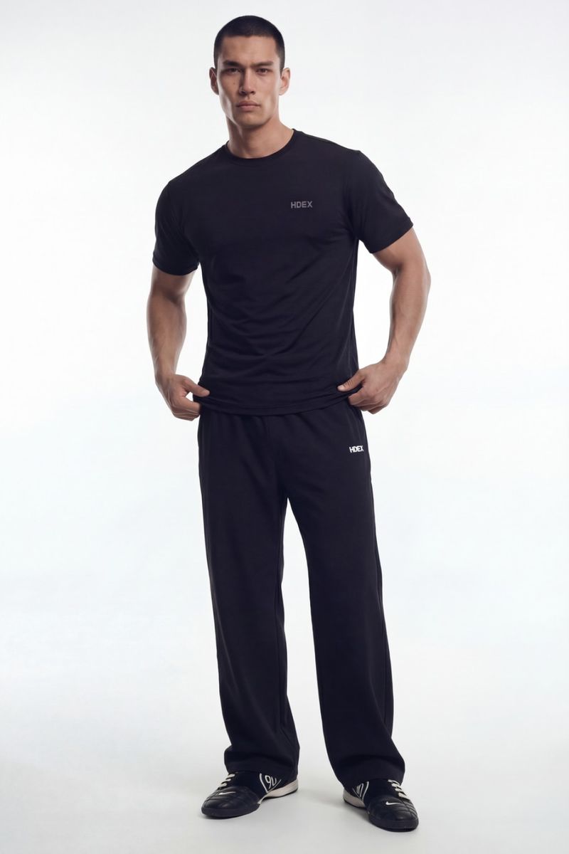 HDEX Celana Korea Olahraga EZ Daily Wide Pants Black Pria Fitness