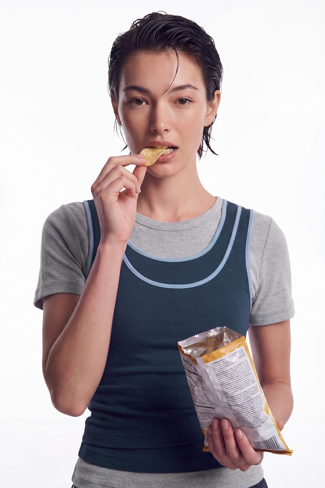 HDEX Baju Korea Olahraga Essential Double Layer Sleeveless W Navy Wanita Fitness
