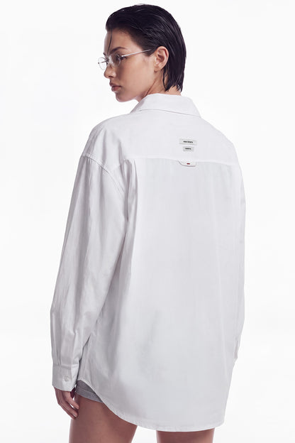 HDEX Baju Korea Olahraga Essential Overfit Cotton Shirt W White Wanita Fitness