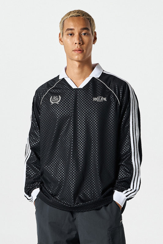 HDEX Baju Korea Olahraga Football Jersey Long Sleeve Black Pria Wanita Fitness