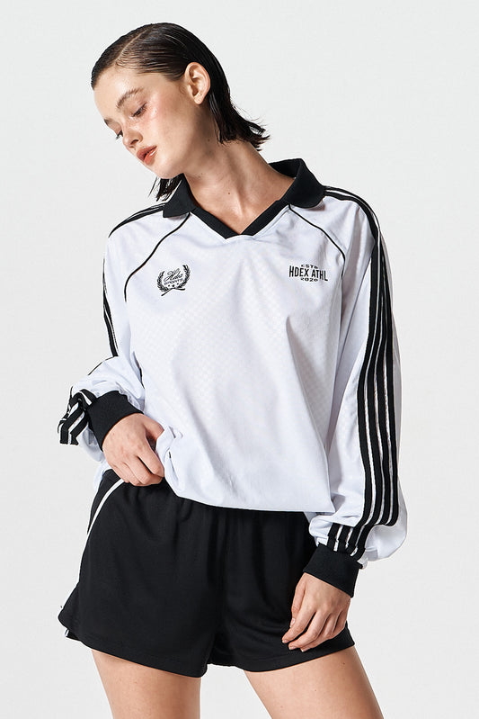 HDEX Baju Korea Olahraga Football Jersey Long Sleeve White Pria Wanita Fitness