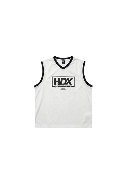 HDEX Baju Korea Olahraga Box Layer Mesh Sleeveless White Pria Fitness