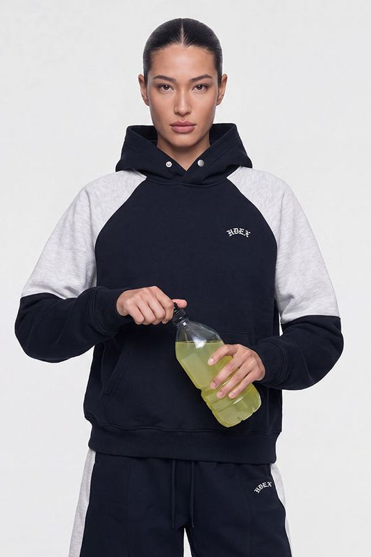 HDEX Baju Korea Olahraga Heroic Shoulder Combi Hoodie Navy Pria Wanita Fitness