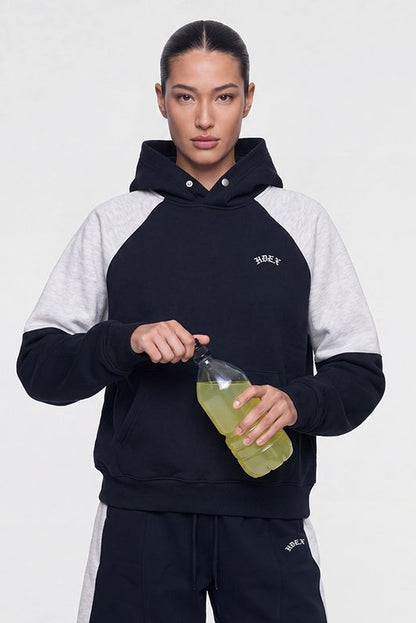 HDEX Baju Korea Olahraga Heroic Shoulder Combi Hoodie Navy Pria Wanita Fitness