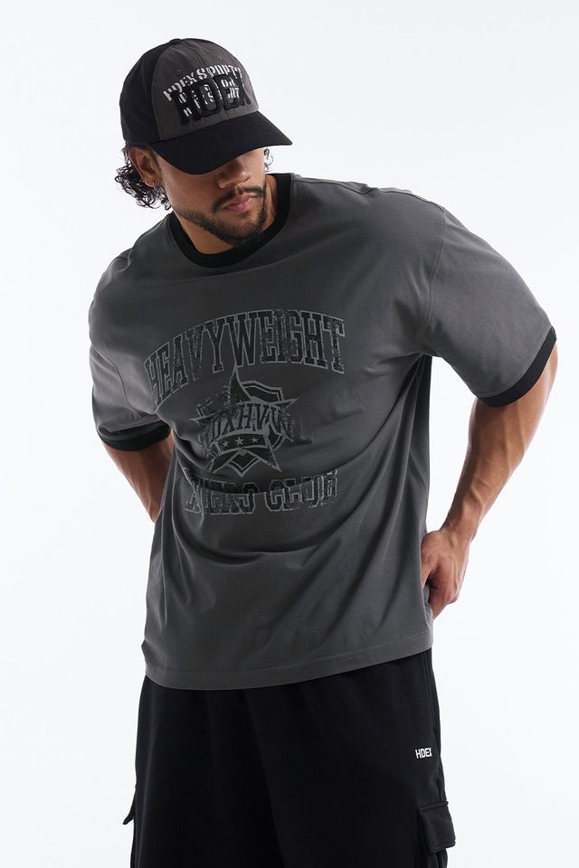 HDEX Baju Korea Olahraga LVS Club Short Sleeve Charcoal Pria Fitness