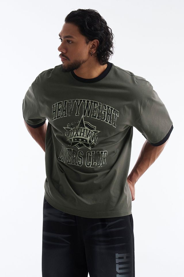 HDEX Baju Korea Olahraga LVS Club Short Sleeve Khaki Pria Fitness