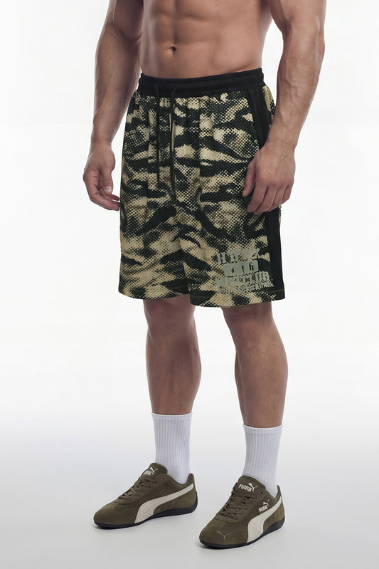 HDEX Celana Korea Olahraga Lift Camo Mesh Bermuda Shorts Khaki Camo Pria Fitness