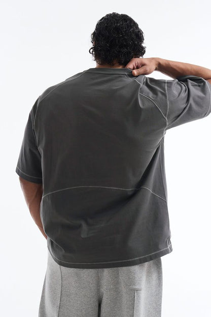 HDEX Baju Korea Olahraga Mega Wide Short Sleeve Charcoal Pria Fitness