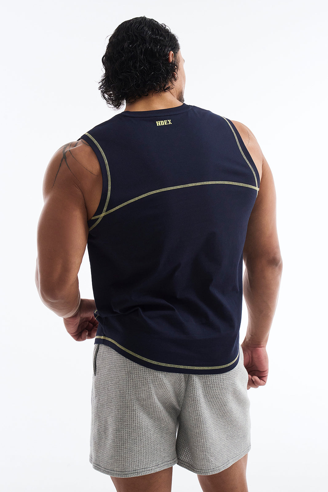 HDEX Baju Korea Olahraga Mega Wide Sleeveless Navy Pria Fitness