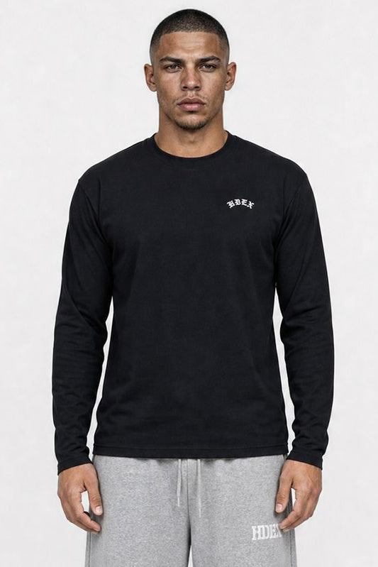 HDEX Baju Korea Olahraga Natural Body Fit Long Sleeve Black Pria Fitness