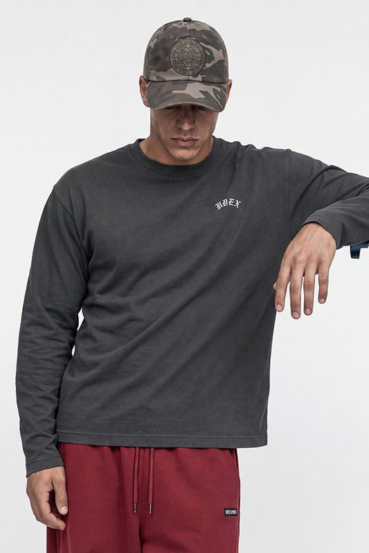 HDEX Baju Korea Olahraga Natural Body Fit Long Sleeve Charcoal Pria Fitness