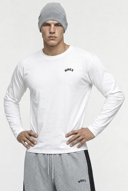 HDEX Baju Korea Olahraga Natural Body Fit Long Sleeve White Pria Fitness